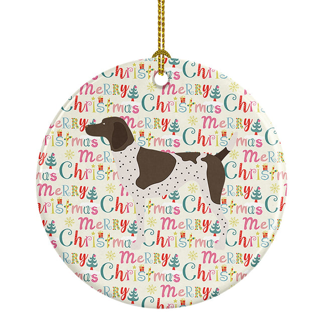 German Shorthaired Pointer Merry Christmas Ceramic Ornament