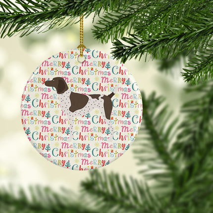 German Shorthaired Pointer Merry Christmas Ceramic Ornament