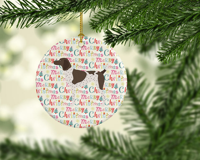 German Shorthaired Pointer Merry Christmas Ceramic Ornament