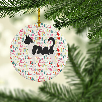 Canaan Dog Merry Christmas Ceramic Ornament