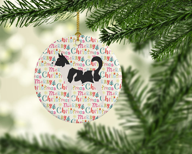 Canaan Dog Merry Christmas Ceramic Ornament