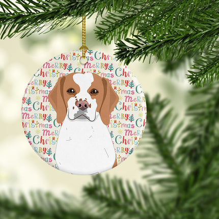 Beagle Red and White Red Ticked #1 Christmas Ceramic Ornament