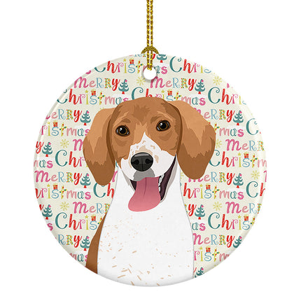 Beagle Red and White Red Ticked #2 Christmas Ceramic Ornament