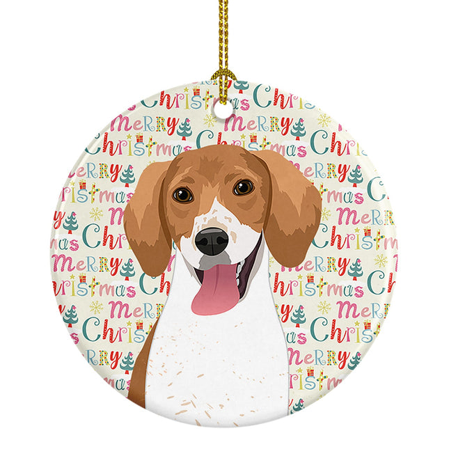 Beagle Red and White Red Ticked #2 Christmas Ceramic Ornament