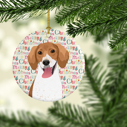 Beagle Red and White Red Ticked #2 Christmas Ceramic Ornament