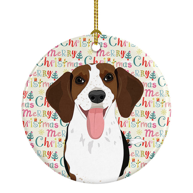 Beagle Tricolor Red Ticked #3 Christmas Ceramic Ornament