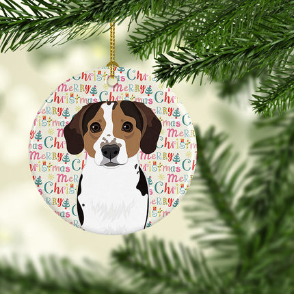 Beagle Tricolor Ticked Christmas Ceramic Ornament