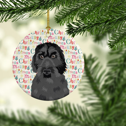 Doodle Black #3 Christmas Ceramic Ornament