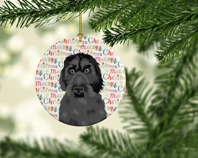 Doodle Black #3 Christmas Ceramic Ornament