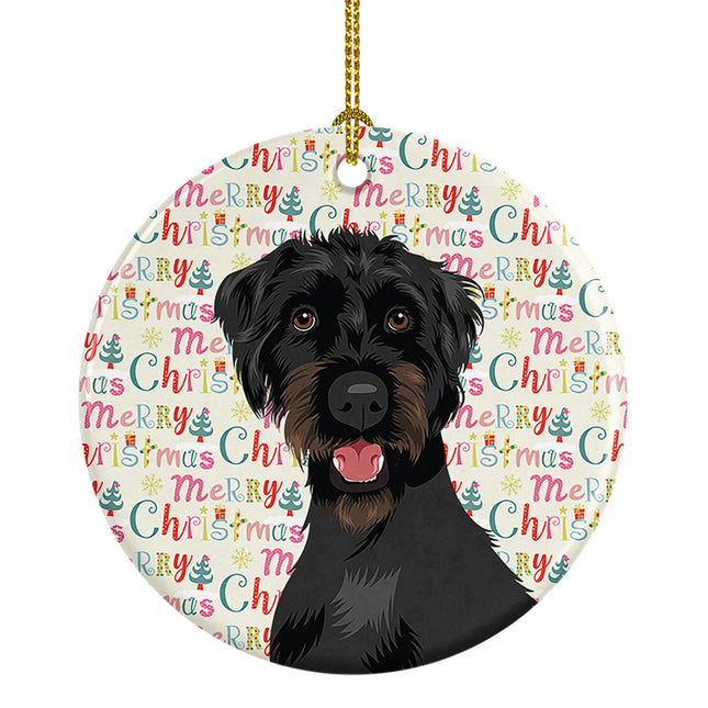 Doodle Black and Tan Christmas Ceramic Ornament