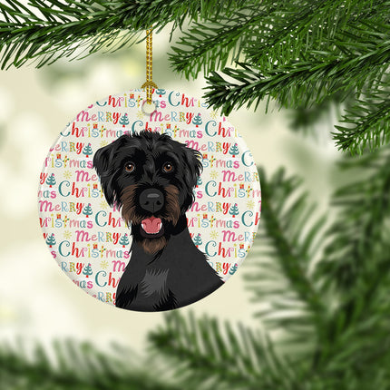 Doodle Black and Tan Christmas Ceramic Ornament