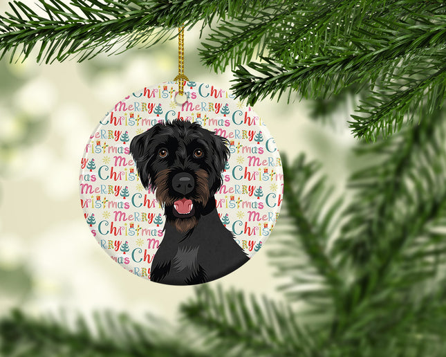 Doodle Black and Tan Christmas Ceramic Ornament