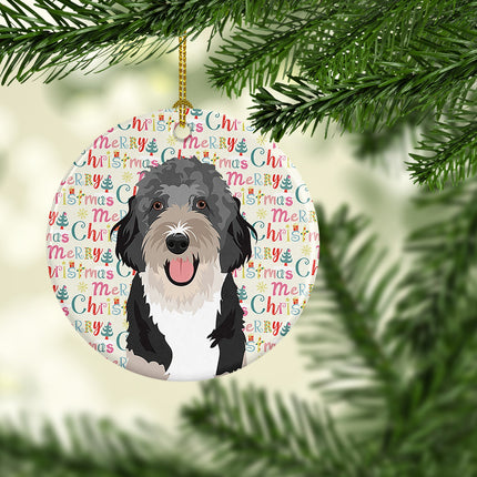 Doodle Black Tricolor #1 Christmas  Ceramic Ornament
