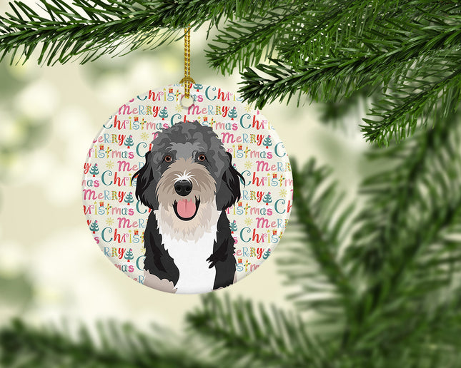Doodle Black Tricolor #1 Christmas  Ceramic Ornament