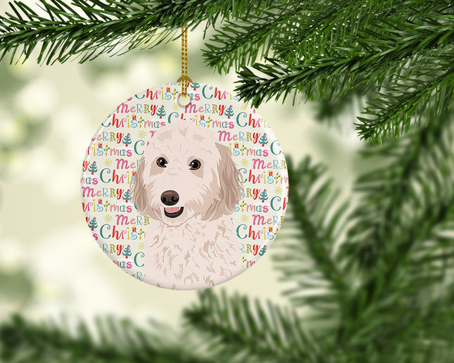 Doodle Cream #1 Christmas Ceramic Ornament