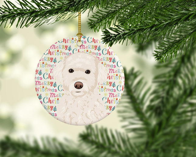 Doodle Cream #2 Christmas Ceramic Ornament