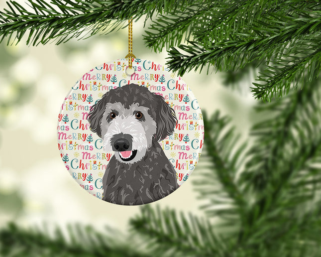 Doodle Silver #2 Christmas Ceramic Ornament