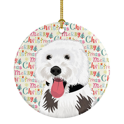 Doodle Silver and White #2 Christmas Ceramic Ornament