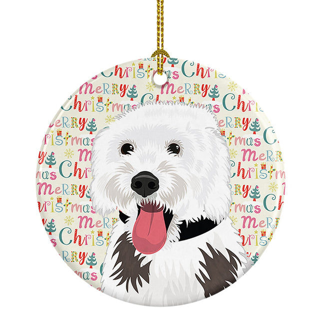 Doodle Silver and White #2 Christmas Ceramic Ornament