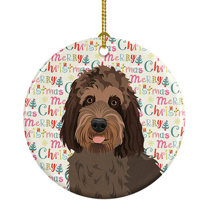 Doodle Tricolor #3 Christmas Ceramic Ornament