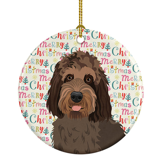 Doodle Tricolor #3 Christmas Ceramic Ornament