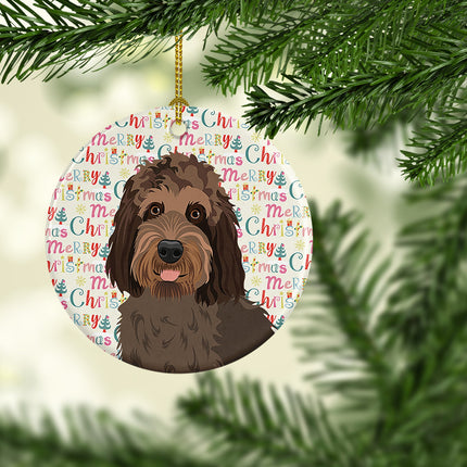 Doodle Tricolor #3 Christmas Ceramic Ornament