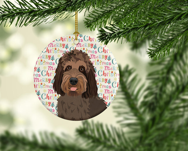Doodle Tricolor #3 Christmas Ceramic Ornament