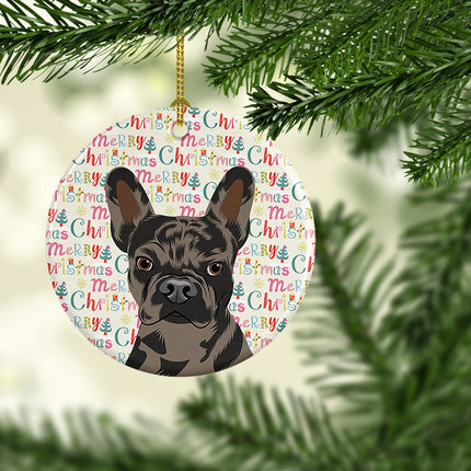 French Bulldog Chocolate Christmas Ceramic Ornament
