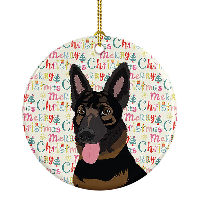 German Shepherd Bicolor Christmas Ceramic Ornament