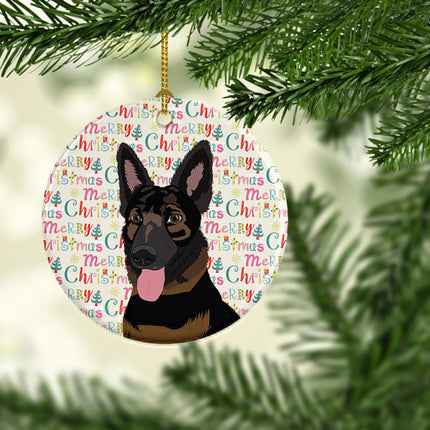 German Shepherd Bicolor Christmas Ceramic Ornament