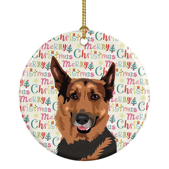 German Shepherd Red Sable Christmas Ceramic Ornament
