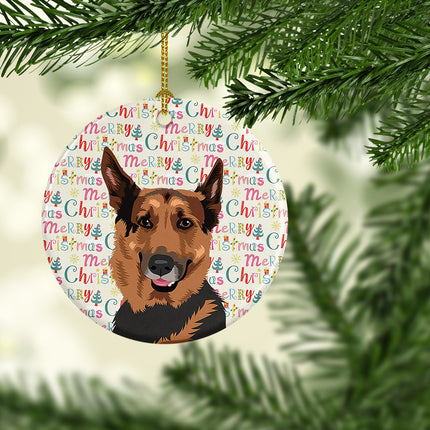 German Shepherd Red Sable Christmas Ceramic Ornament