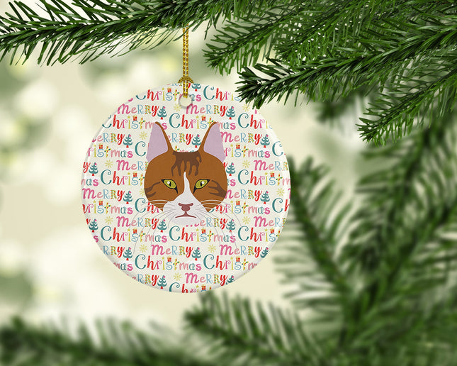 Aegean Cat Christmas Ceramic Ornament