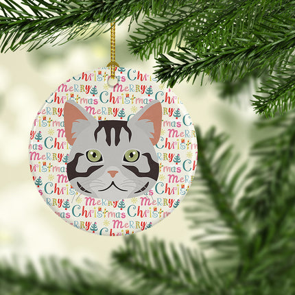 American Shorthair Cat Christmas Ceramic Ornament