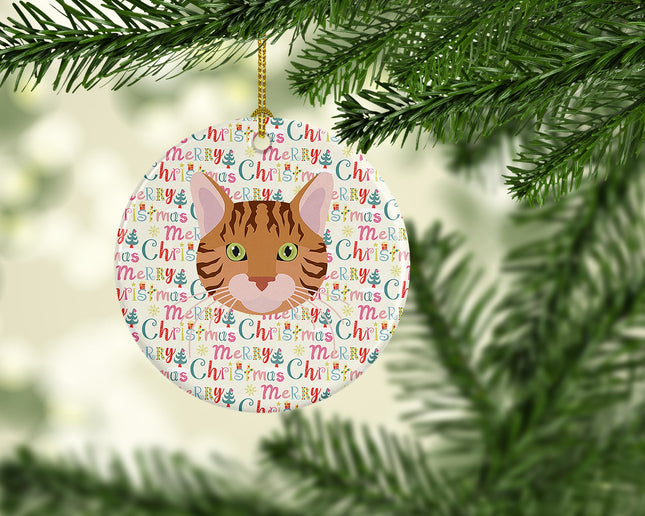Bengal Cat Christmas Ceramic Ornament