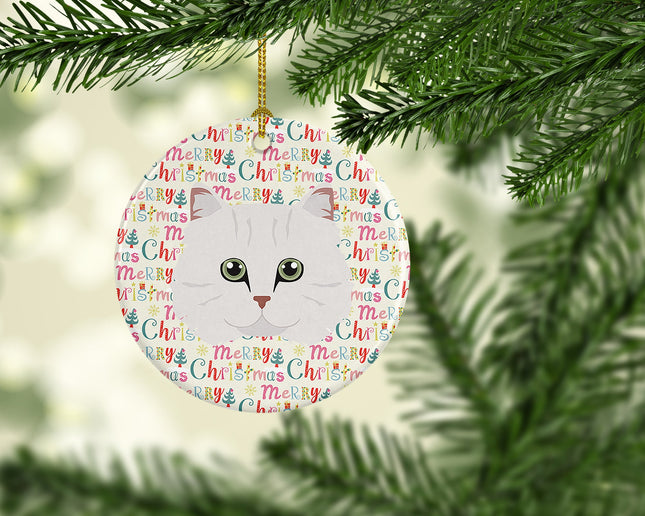 Chinchilla Persian Longhair Cat Christmas Ceramic Ornament