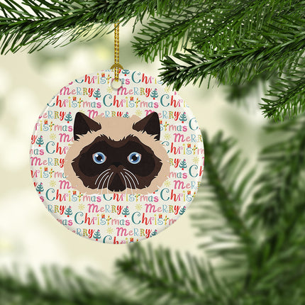 Colorpoint Persian Hymalayan Cat Christmas Ceramic Ornament