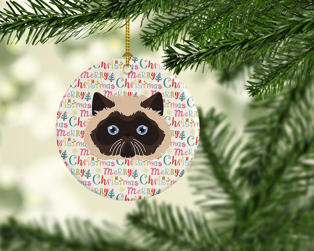 Colorpoint Persian Hymalayan Cat Christmas Ceramic Ornament