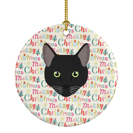 Pantherette Cat Christmas Ceramic Ornament