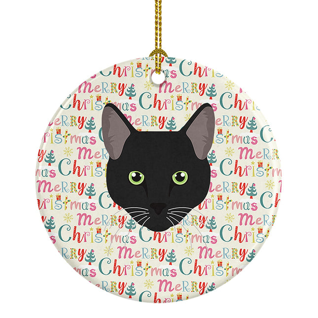 Pantherette Cat Christmas Ceramic Ornament