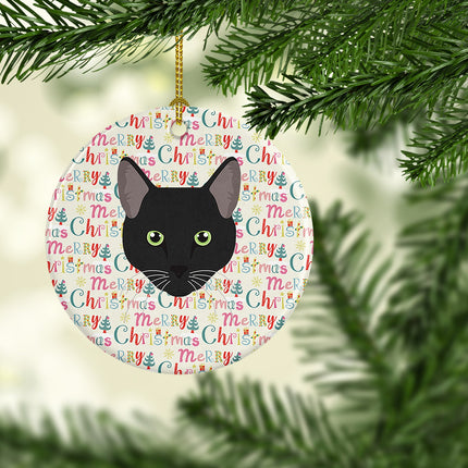 Pantherette Cat Christmas Ceramic Ornament