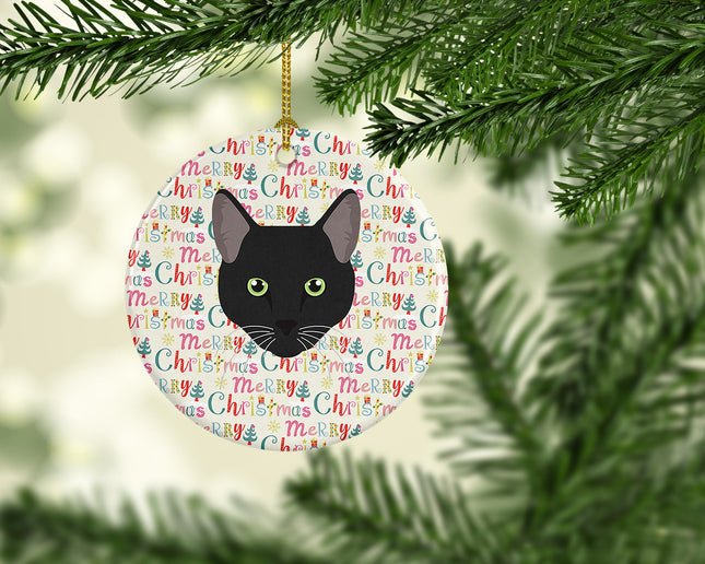 Pantherette Cat Christmas Ceramic Ornament