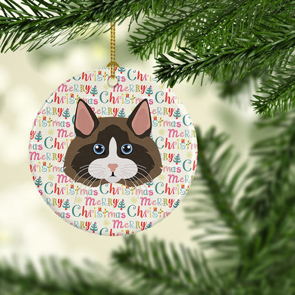 Ragdoll Cat Christmas Ceramic Ornament