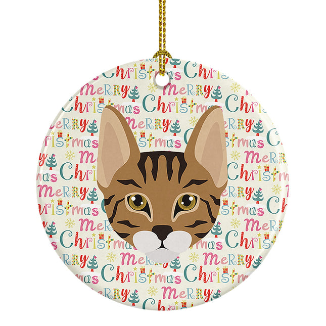 Savannah Cat Christmas Ceramic Ornament