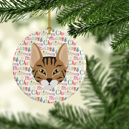 Savannah Cat Christmas Ceramic Ornament