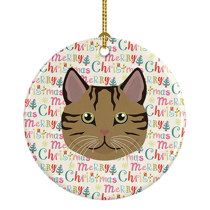 Scottish Straight Cat Christmas Ceramic Ornament