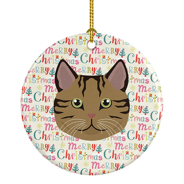 Scottish Straight Cat Christmas Ceramic Ornament