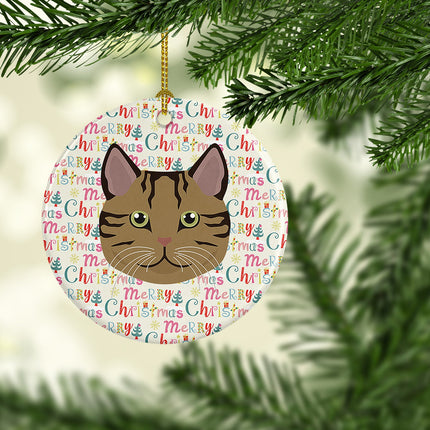 Scottish Straight Cat Christmas Ceramic Ornament