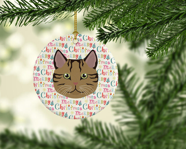 Scottish Straight Cat Christmas Ceramic Ornament