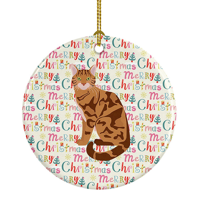 Bengal Cat Christmas Ceramic Ornament